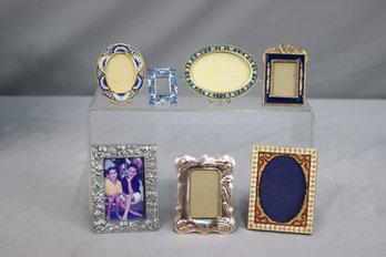Group Lot Of 7 Vintage Micro-Mosaic And Mixed Metal Photo Frames