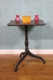 Queen Anne Style Mahogany Side Table On Tripod Base