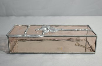 Vintage Glass And Silver Floral Jewelry Box'