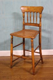 Vintage Maple Spindle Back Cane Seat High Chair