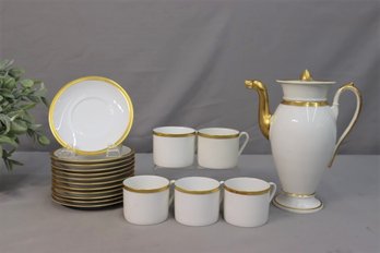 Arzberg Gran Prix D'or German Porcelain Coffee Pot And Coffee Cups (5) And Saucers (11)