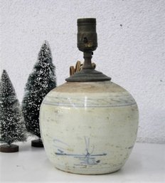 Vintage Japanese Stoneware Sake Jug Lamp