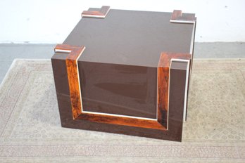 Brown Square Art Deco Lucite Coffee Table