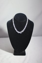 Crystal Bead And Bow Tie Clasp Necklace
