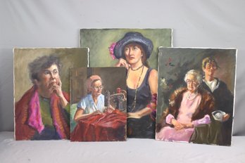 Vintage Group Lot Oil On Canvas