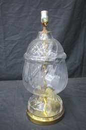 'Elegant Illumination: Vintage Brass And Crystal Glass Table Lamp'