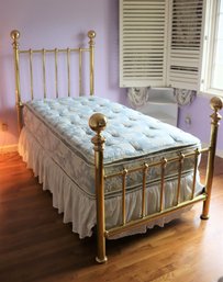 Twin Size Brass Bed Headboard And Footboard With Twin Size Mattress