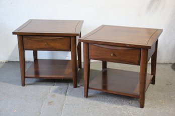 Pair Of Vintage Walnut Coaster End Tables