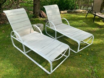 Pair Of Vintage White Lounge Chairs