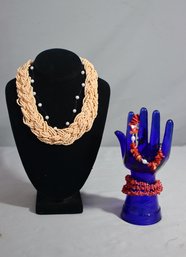 Beads And Coral Group Lot Of Necklace & Bracelets