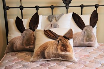 Group Lot Of 4 Pop Up Bunny Rabbit Soft Touch Ears Throw Pillows