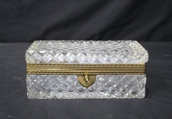 Crystal Jewellery Casket Box With Dore Bronze Mounts And Key.