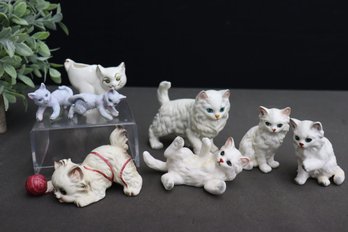 Group Lot Of Ceramic Cay And Kitten Figurines