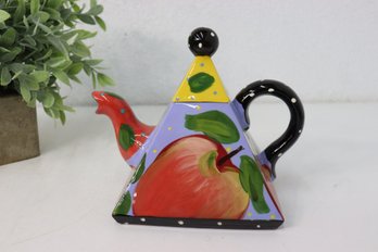 Hand Painted Ceramic Pyramid Teapot  Artist Signed