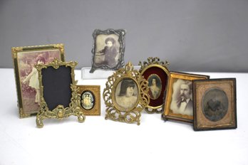 Collection Of Vintage Small Frames And Two Vintage Daguerreotype Portrait