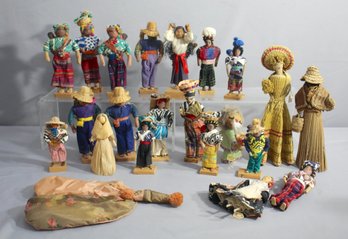 Vintage Group Lot Of 21 Travel Souvenir Costumed Dolls From Locations Worldwide