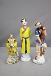 Group Lot Of 3 Vintage Hand-Painted Chinese Porcelain Figurines