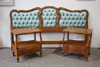 John Widdicomb Co. French Provincial Tufted King  Head Board With A Pair Of Night Stands