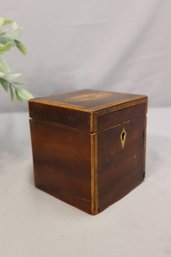 Vintage Wooden Marquetry  Inlaid Tea Caddy