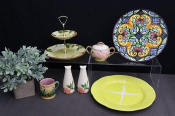 Group Lot Of Multicolor Floral Ceramic Serving And Table Ware