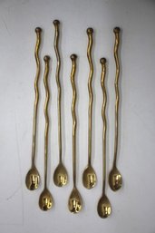 Set Of 7 Gold Tone Lemonade Spoons