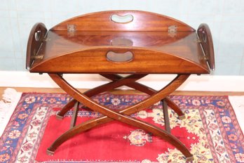 Vintage Mid-Century Mahogany Folding Butler's Tray Table