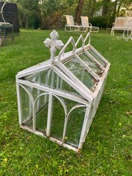 White Painted Vintage Mini Conservatory . Greenhouse- Glass 18'H X 12'W X 19'D
