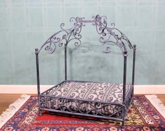 Scrolled Wrought Iron Canopy Style Pet Bed