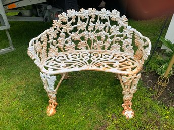 Antique French Victorian Cast Iron Patio Bench Love Seat