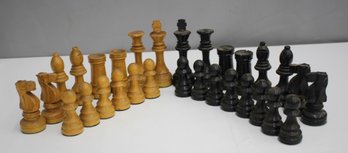 Wooden Chess Set -missing Two Pieces