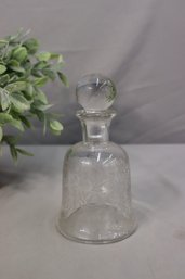 Cut Glass Crystal Etched Bell Decanter With Sphere Finial