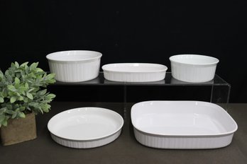 Group Lot Of Variety Of French White Casseroles And Bakers - Some CorningWare