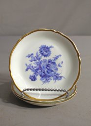 Three  Limoges Porcelain Saucer Set With Floral Design