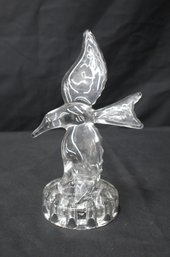 Elegant Cambridge Glass Bird In Flight Clear Glass Flower Frog