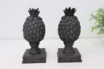Two Decorative Cast Resin Pineapple Garden Finials