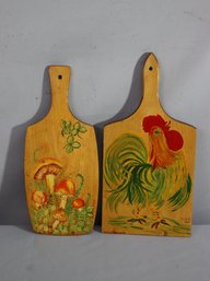 Two Painted Wood Wall Decor Trays