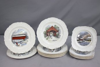 Group Lot Of Delano Studio And Currier & Ives Plates