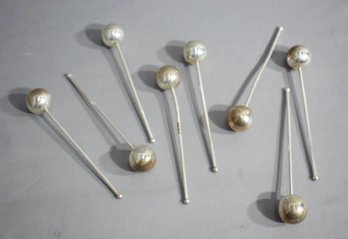 4 Vintage Danish Modern Silver-plated Ball-End Drink Stir Sticks
