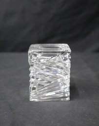 Crystal Lidded Jewelry Trinket Box With Slanted Ribbed Design