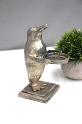 Tall BRASS PENGUIN WITH SMALL BOWL/SERVING TRAY SERVER