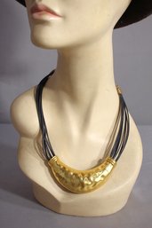 Stainless Steel Gold Tone With Black Straps