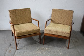 Pair Of Mid Century Modern Arm Lounge Chairs