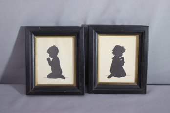 Antique Little Girl's And Little Boys Prayer Silhouettes By C & A Richards