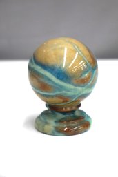 PaperWeight Hand Carved Genuine Alabaster Ducceschi Made In Italy Globe