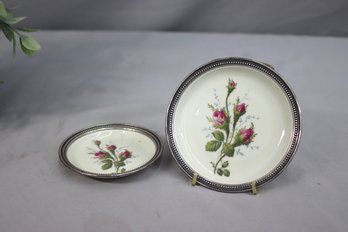 Two (2) Rosenthal Selb Plossberg Moss Rose Sterling Rimmed