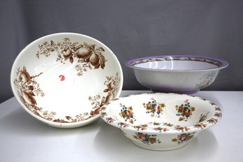 Three  Large Salad Serving Bowls