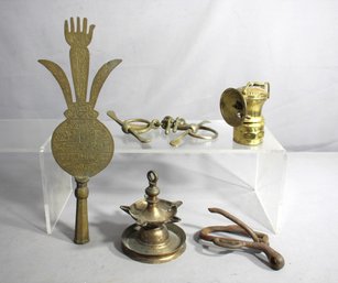 Eclectic Mix Of Antique Brass Artifacts