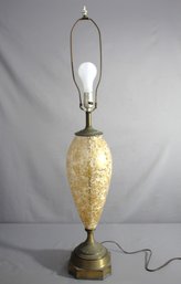 'Vintage Illumination: Mid-Century Floral Etched Table Lamp'