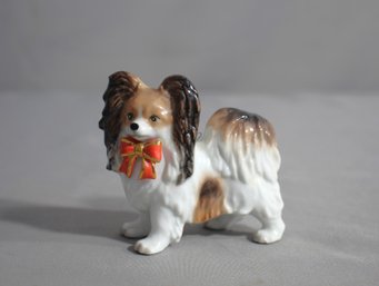 Charming Vintage Porcelain Papillon Dog Figurine By DNC Fine Porcelain