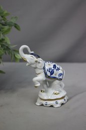 Vintage Seymour Mann Fine China Elephant, Japan, Vienna Woods, Blue W Gold